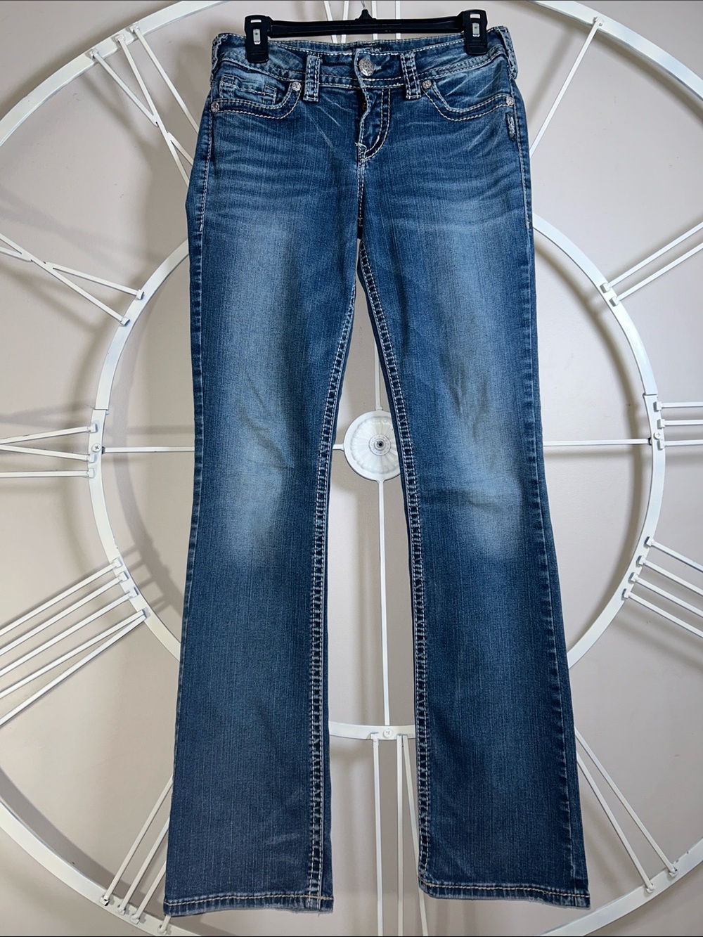 Silver Jeans Mid Blue Bootcut Jeans with Faded Detailing 28/33L